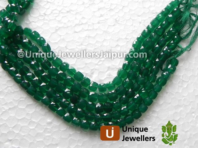 Green Onyx Faceted Cube Beads